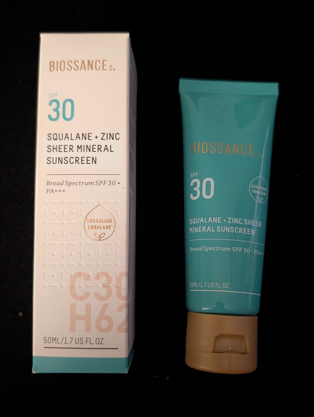Biossance Squalane Zinc Sheer Mineral Sunscreen SPF 30 Face Moisturizer